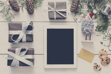 Fototapete - Christmas online shopping background