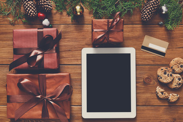 Fototapete - Christmas online shopping background