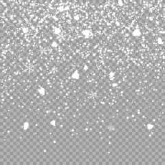 Wall Mural - isolated christmas falling snow overlay on transparent background. snowflakes storm layer. pattern f