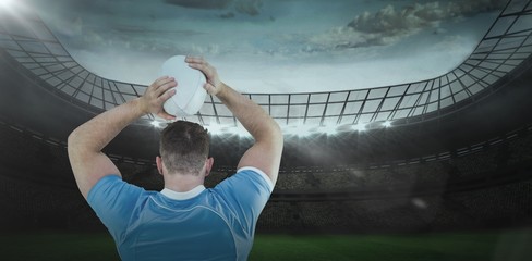 Poster - Composite image of rugby player throwing the ball 3D