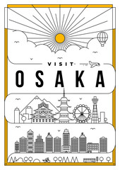 Wall Mural - Linear Travel Osaka Poster Design