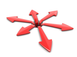Poster - 3d image of arrows in different directions. Image with clipping path