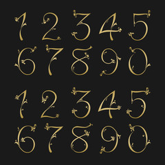 Wall Mural - Silhouette numbers set, from one to zero