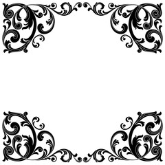 Vintage border frame engraving with retro ornament pattern in antique baroque style decorative design. Vector.