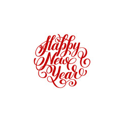 Wall Mural - Happy New Year circle hand lettering logo congratulate inscripti