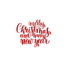 Wall Mural - red Merry Christmas and Happy New Year calligraphic hand letteri