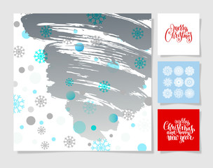 Poster - set of christmas decoration background, snowflake and handwritte