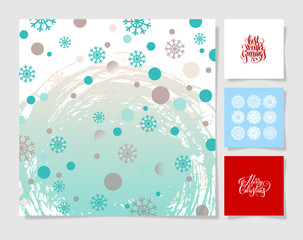 Poster - set of christmas decoration background, snowflake and handwritte