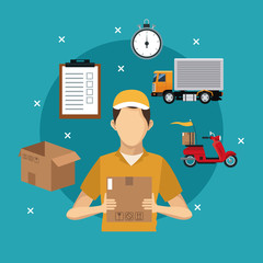 Canvas Print - delivery service man carton box concept vector illustration eps 10