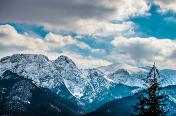Fototapete - Winter mountains panorama of Zakopane,  High Tatra Mountains, Poland