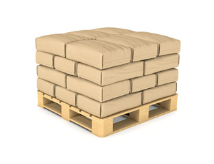 Wall Mural - Rendering of large paper bags rest on pallet