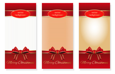 Christmas banners set with gold inscription on a red background - Merry Christmas. Christmas design. Vector templates for creating holiday cards