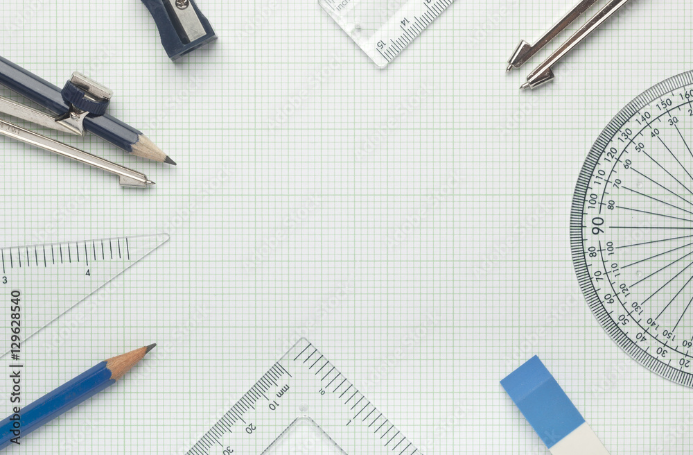 Image Of Math Instruments Mathematical instruments on graph paper Stock Photo | Adobe Stock