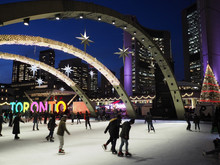 TORONTO -  City Hall Skating Ring And Its Colorful Lights Are A Popular Winter Attraction