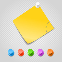 Poster - Color pins and paperclip isolated on transparent. Different pins