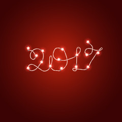 Poster - Christmas color garland lettering. Happy new 2017. Vector new ye