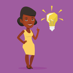 Poster - student pointing at idea bulb vector illustration