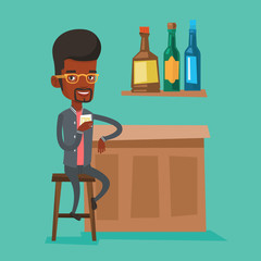 Wall Mural - Man sitting at the bar counter vector illustration