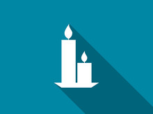 Candles With A Long Shadow. Vector Illustration.