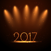 2017 New Year Background With Golden Lights