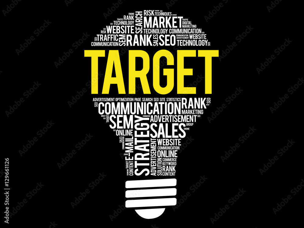 TARGET bulb word cloud, business concept Stock Vector | Adobe Stock