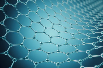 Poster - 3d rendering nanotechnology hexagonal geometric form close-up, concept graphene atomic structure, concept graphene molecular structure