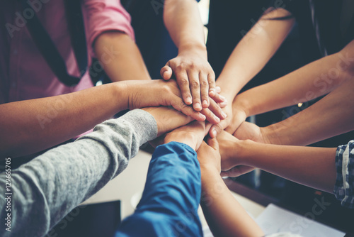 Fotomural Teamwork togetherness collaboration, business teamwork concept.