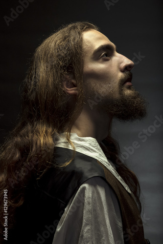 Personification Of Jesus Christ Man With Long Hair And Beard