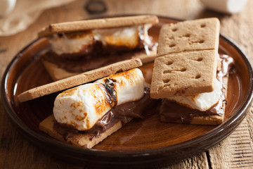 Wall Mural - homemade marshmallow s'mores with chocolate on crackers