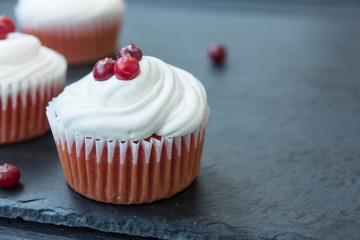 Cranberry cupcakes with whipped cream