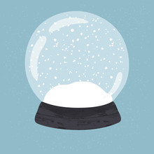 Bright Illustration Of Hand Drawn Snow Globe.