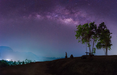 The milky way in night sky.