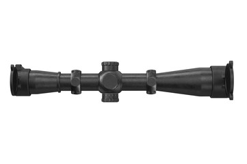 Wall Mural - Scope optical aiming black military device, top view. 3D rendering