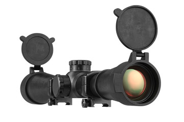 Poster - Scope optical military sniper rifle equipment. 3D rendering