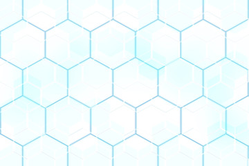Fototapete - Blue white hexagonal abstract background mosaic design