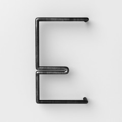 Fototapete - 3d realistic Wire Font with shiny reflection and soft shadows. Letter E. 3d rendering isolated.