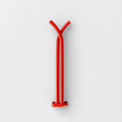 Fototapete - 3d realistic RED Wire Font with soft shadows. Letter I. 3d rendering isolated on bright background.