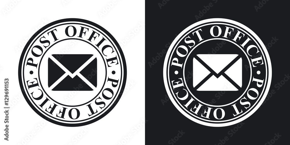 Vector postal stamp icon. Two-tone version on black and white ...