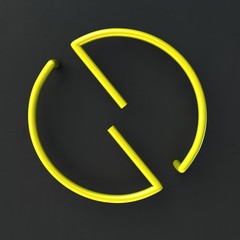 Fototapete - 3d glowing Wire Neon Font with soft shadows on dark background. Number 0. 3d rendering isolated.