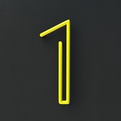 Fototapete - 3d glowing Wire Neon Font with soft shadows on dark background. Number 1. 3d rendering isolated.