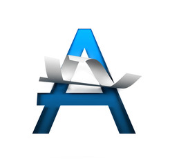 Fototapete - Curl Paper Font on cut out background. letter A. 3d rendering