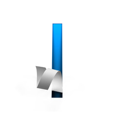 Fototapete - Curl Paper Font on cut out background. letter I. 3d rendering