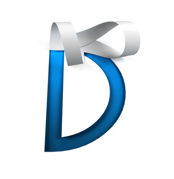 Curl Paper Font on cut out background. letter D. 3d rendering