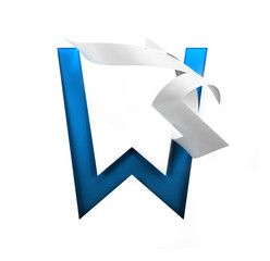 Fototapete - Curl Paper Font on cut out background. letter W. 3d rendering