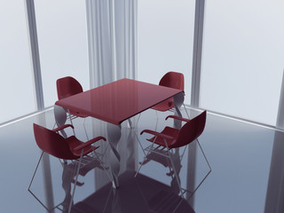 part of the room, table and the chairs, 3d