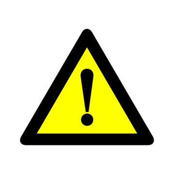 Yellow black triangle caution warning alert sign vector illustration, isolated on white background. Be careful, do not, stop symbol and web icon.