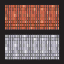 Vector Set Of Roof Tiles. Brown And Gray Roof Repair Texture.