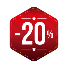 Sticker - Sale twenty percent off banner red patch