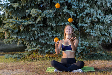 young girl resting sitting on the grass