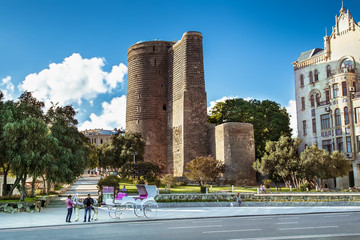 Maiden Tower in the old town of Baku, Azerbaijan